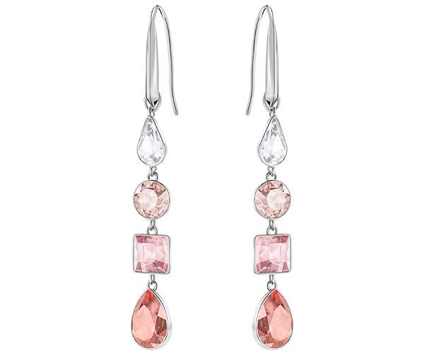 Swarovski Swarovski Lisanne Pierced Earrings, Pink, Rhodium Plating Light Multi Rhodium-plated
