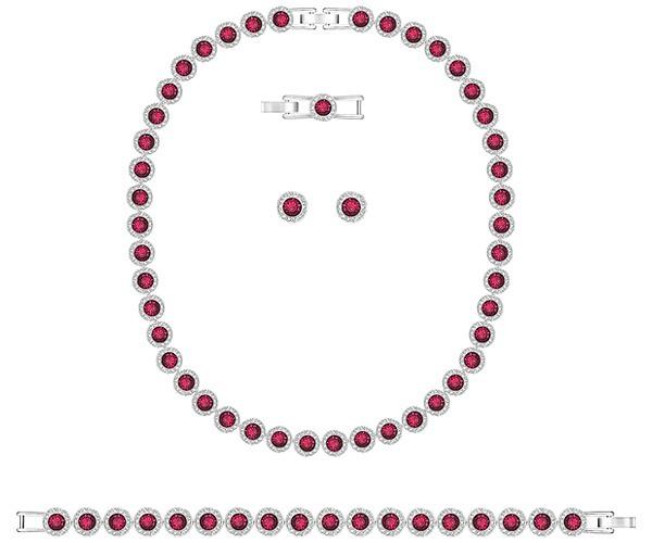 Swarovski Swarovski Angelic All Around Set, Red, Rhodium Plating Red Rhodium-plated