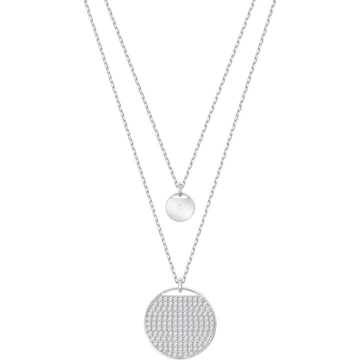 Swarovski Ginger Layered Pendant, White, Rhodium Plating