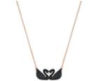 Swarovski Swarovski Iconic Swan Double Necklace, Black Black Rose Gold-plated