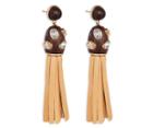 Swarovski Swarovski Wood Crystallized Pierced Tassell Earrings, Palladium Plating Brown Gold-plated