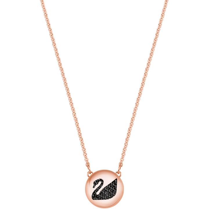 Swarovski Hall Swan Pendant, Gray, Rose Gold Plating