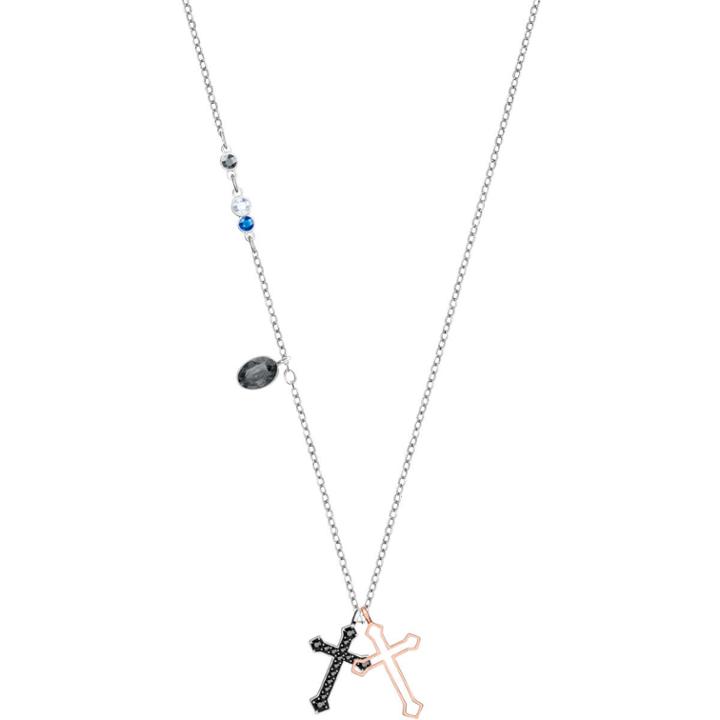 Swarovski Duo Mini Cross Pendant, Multi-colored, Mixed Plating