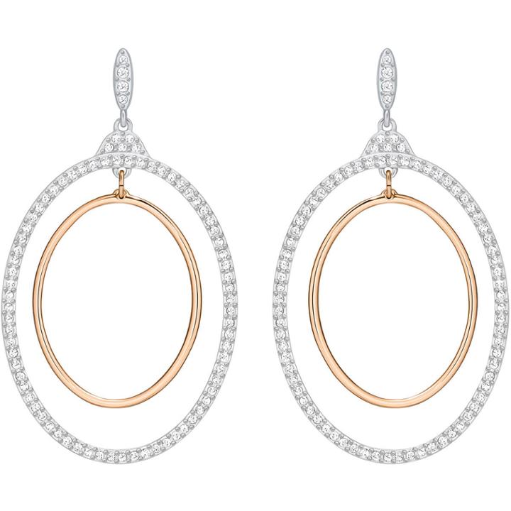 Swarovski Gilberte Hoop Pierced Earrings, White, Mixed Plating