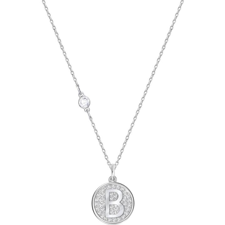 Swarovski Letter B Pendant, White, Rhodium Plating