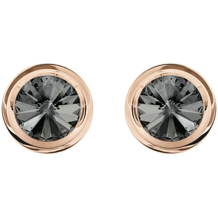Swarovski Round Cuff Links, Gray, Rose Gold Plating