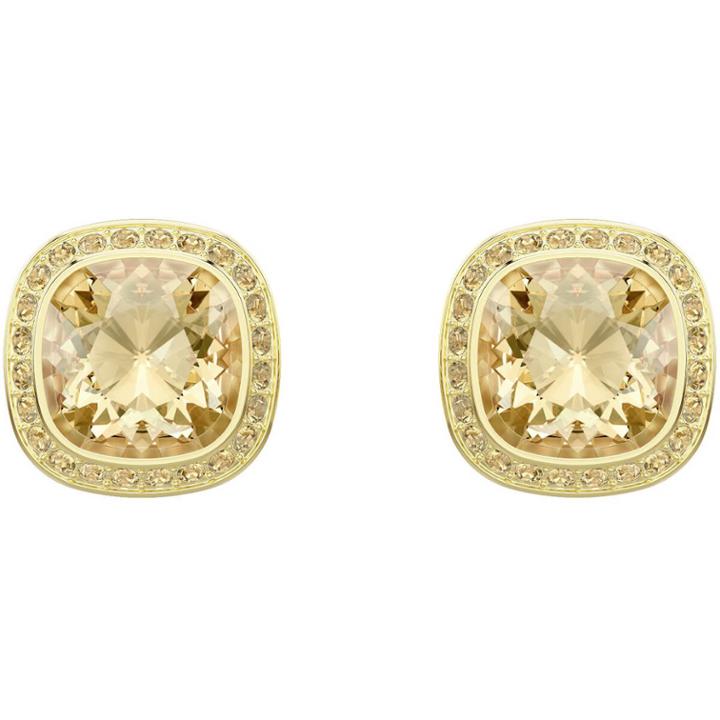 Swarovski Lattitude Stud Pierced Earrings, Golden, Gold Plating