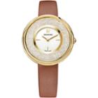 Swarovski Crystalline Pure Watch, Leather Strap, Brown, Gold Tone