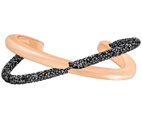 Swarovski Swarovski Crystaldust Cross Cuff, Black, Rose Gold Plating Black Rose Gold-plated