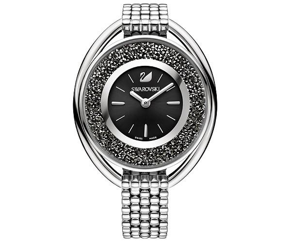 Swarovski Swarovski Crystalline Oval Black Bracelet Watch Brown Stainless Steel