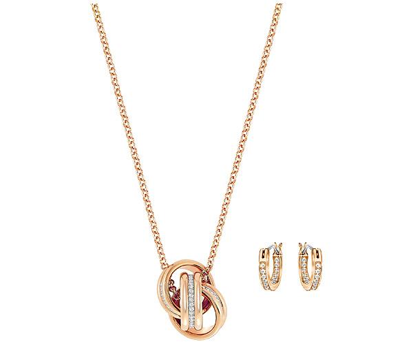 Swarovski Swarovski Further Set, White, Rose Gold Plating White Rose Gold-plated