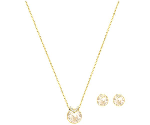 Swarovski Swarovski Bella V Set, Brown, Gold Plating Brown Gold-plated