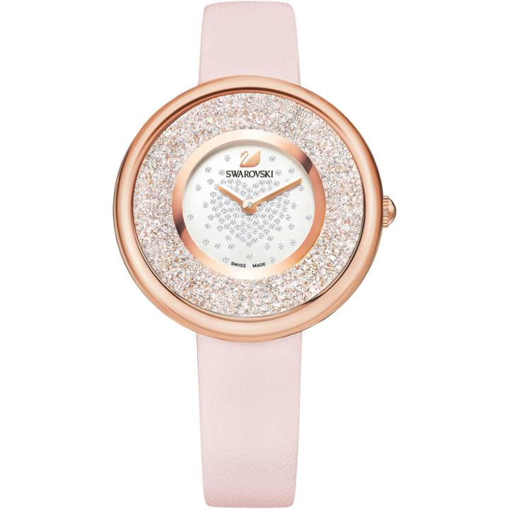 Swarovski Crystalline Pure Watch, Leather Strap, Pink, Rose Gold Tone
