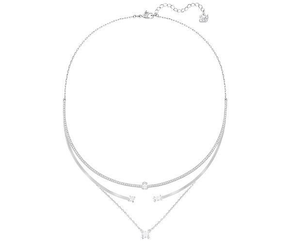 Swarovski Swarovski Gray Layered Necklace, White, Rhodium Plating White Rhodium-plated