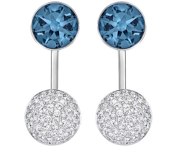 Swarovski Swarovski Forward Pierced Earring Jackets, Multi-colored, Palladium Plating Teal Rhodium-plated