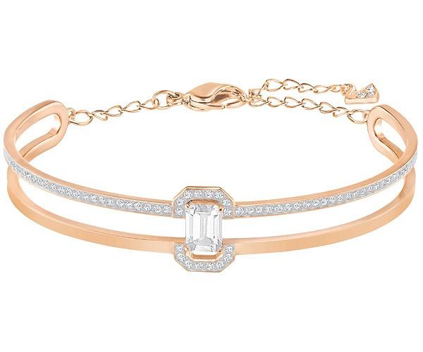 Swarovski Swarovski Gallery Square Bangle, White, Rose Gold Plating White Rose Gold-plated