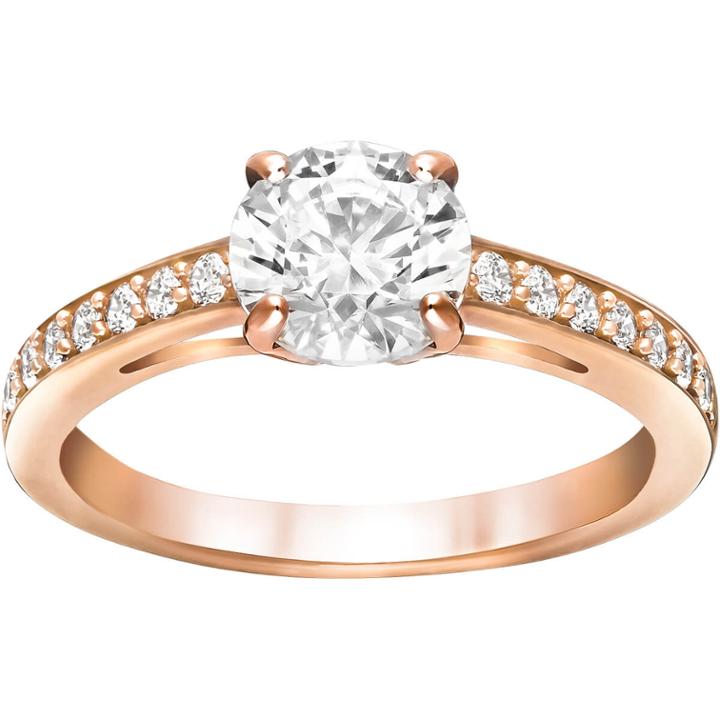 Swarovski Attract Round Ring, White, Rose Gold Plating