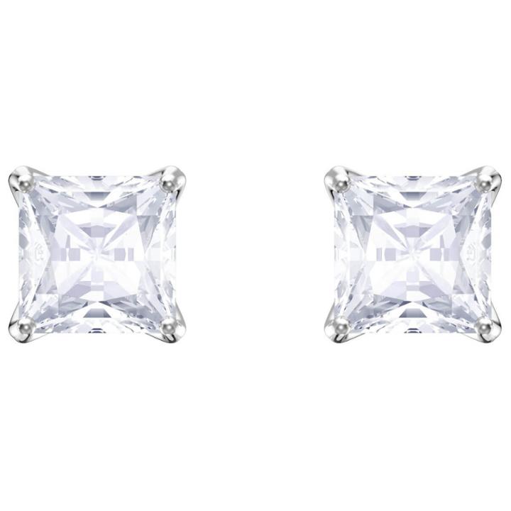 Swarovski Attract Stud Pierced Earrings, White, Rhodium Plating