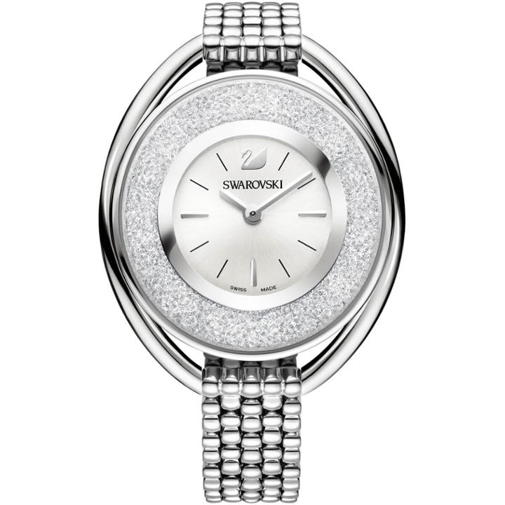 Swarovski Crystalline Oval Watch, Metal Bracelet, White, Silver Tone