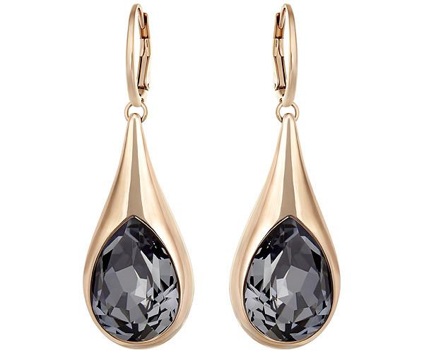 Swarovski Swarovski Drop Pierced Earrings Gray Rose Gold-plated
