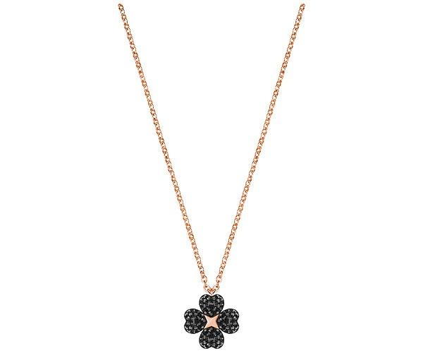 Swarovski Swarovski Latisha Flower Pendant, Black, Rose Gold Plating White Rose Gold-plated