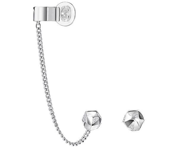 Swarovski Swarovski Atelier Swarovski By Jean Paul Gaultier, Reverse Pierced Earrings White Rhodium-plated