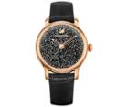 Swarovski Swarovski Crystalline Hours Watch, Leather Strap, Black, Rose Gold Tone Black Rose Gold-plated