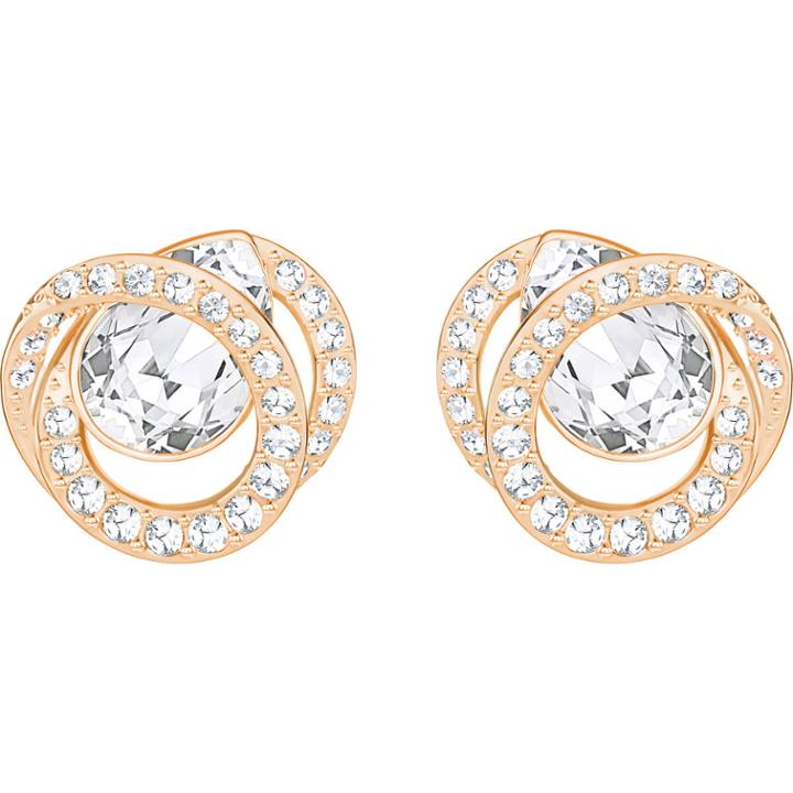 Swarovski Generation Pierced Earrings, White, Rose Gold Plating
