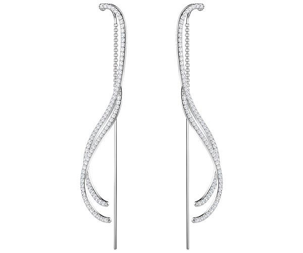 Swarovski Swarovski Lemon Chain Pierced Earrings, White, Rhodium Plating White Rhodium-plated