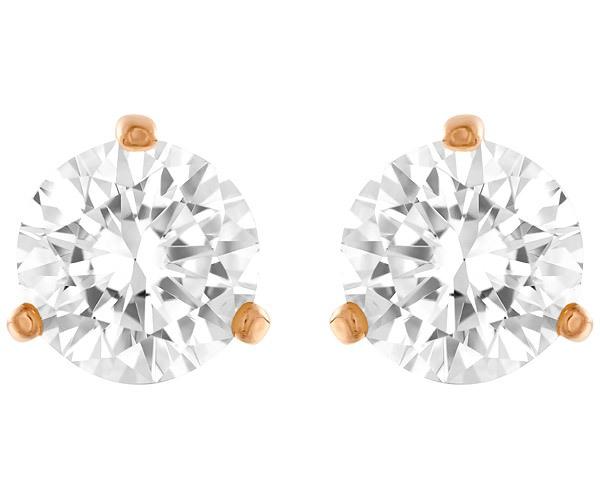 Swarovski Swarovski Solitaire Pierced Earrings, White, Rose Gold Plating White Rose Gold-plated
