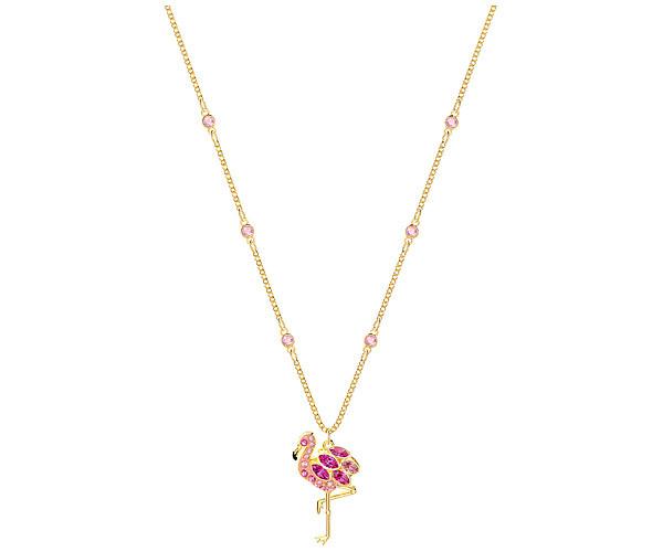 Swarovski Swarovski Lime Flamingo Necklace, Multi-colored, Gold Plating Light Multi Gold-plated