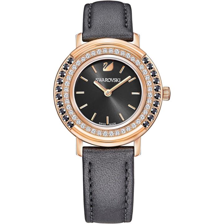 Swarovski Playful Lady Watch, Leather Strap, Gray, Rose Gold Tone