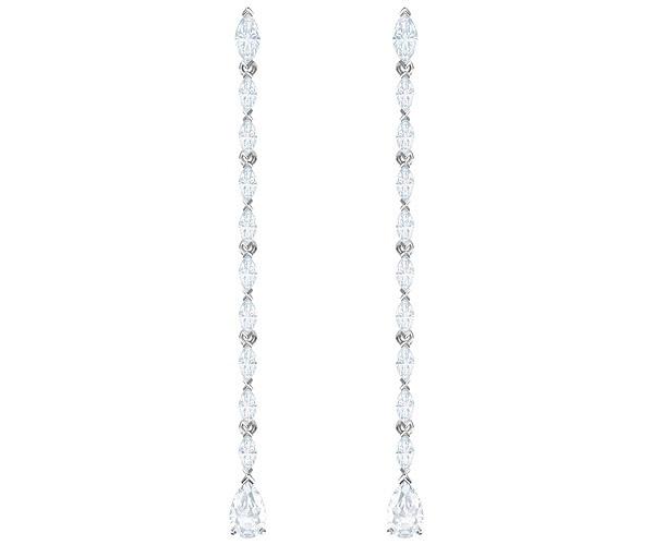 Swarovski Swarovski Louison Pierced Earrings, Long, White, Rhodium Plating White Rhodium-plated