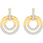 Swarovski Circle Pierced Earrings, Medium, White, Gold Plating