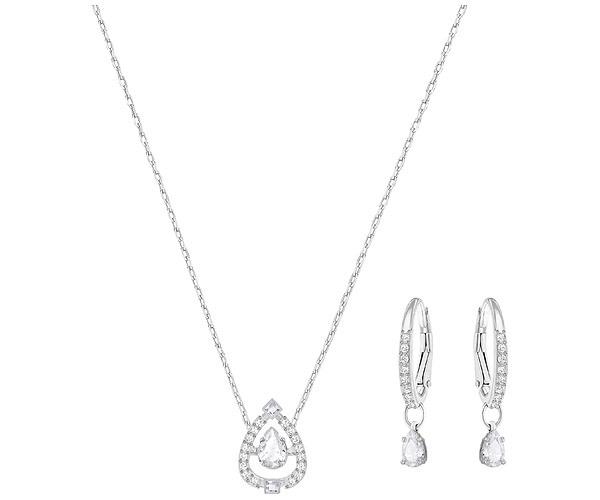 Swarovski Swarovski Sparkling Dance Pear Set, Small, White, Rhodium Plating White Rhodium-plated
