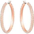 Swarovski Stone Hoop Pierced Earrings, Pink, Rose Gold Plating