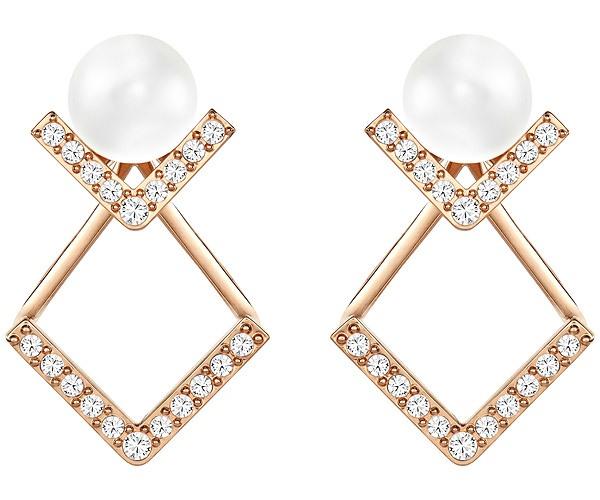 Swarovski Swarovski Edify Pierced Earrings, White, Rose Gold Plating White Rose Gold-plated