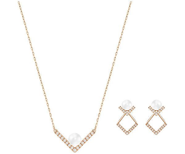 Swarovski Swarovski Edify Set, White, Rose Gold Plating White Rose Gold-plated