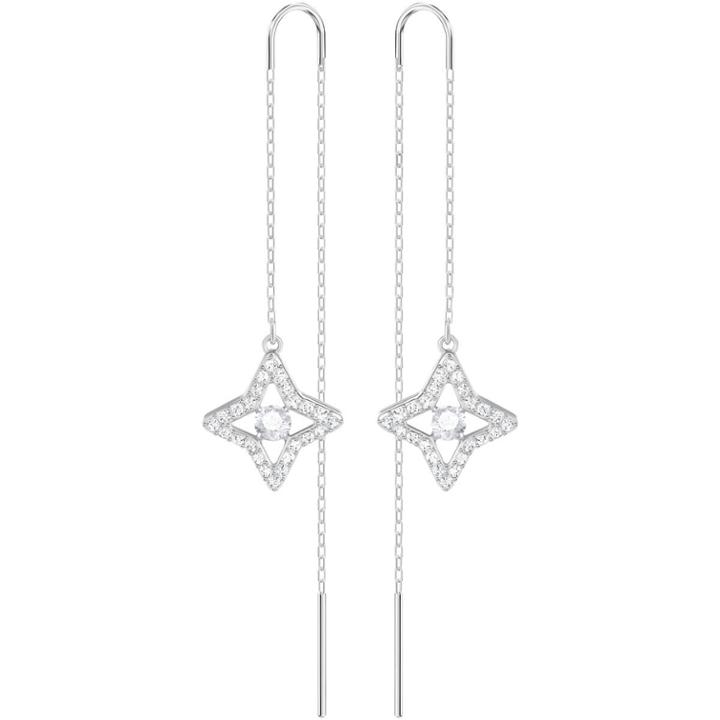 Swarovski Sparkling Dance Star Pierced Earrings, White, Rhodium Plating