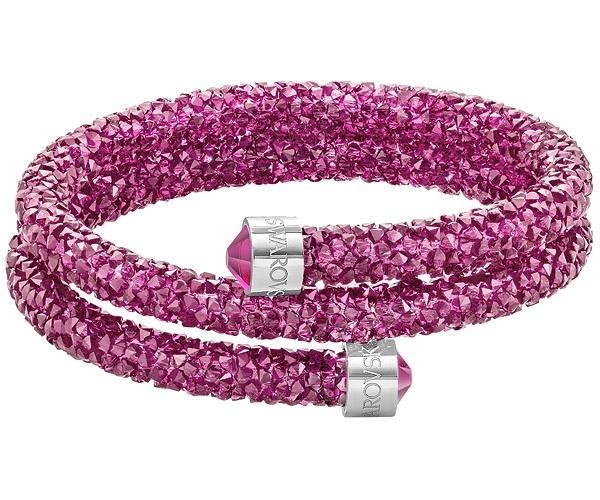 Swarovski Swarovski Crystaldust Double Bangle, Fuchsia, Stainless Steel Pink Stainless Steel