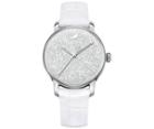 Swarovski Swarovski Crystalline Hours Watch, Leather Strap, White, Silver Tone White Stainless Steel