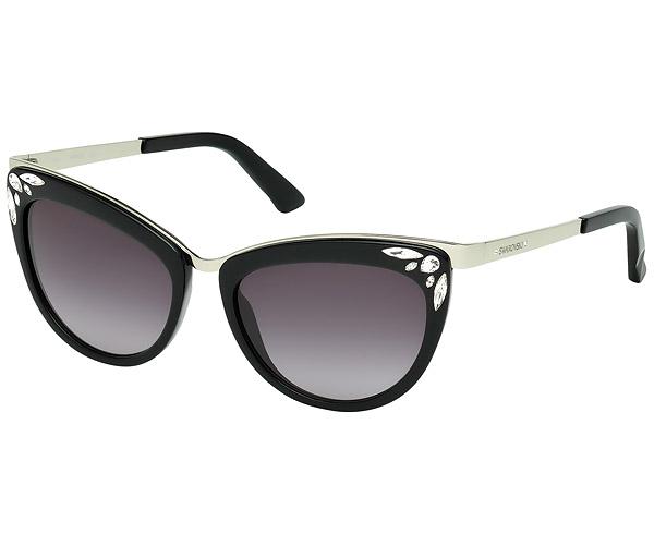 Swarovski Swarovski Fortune Sunglasses, Sk0102-f 01b, Black  Rhodium-plated