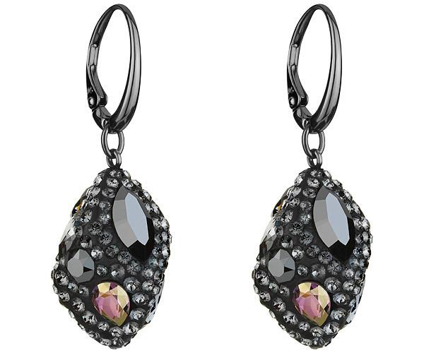 Swarovski Swarovski Moselle Drop Pierced Earrings, Black Rhodium Plating Gray Rhodium-plated