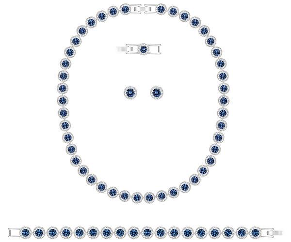Swarovski Swarovski Angelic All Around Set, Blue, Rhodium Plating Teal Rhodium-plated