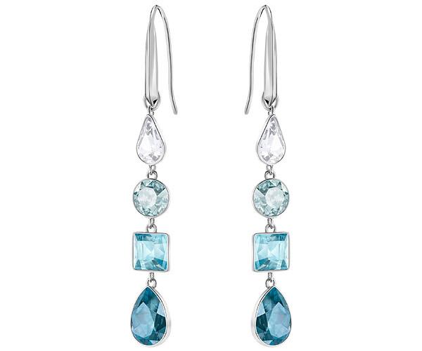 Swarovski Swarovski Lisanne Pierced Earrings, Blue, Rhodium Plating Dark Multi Rhodium-plated