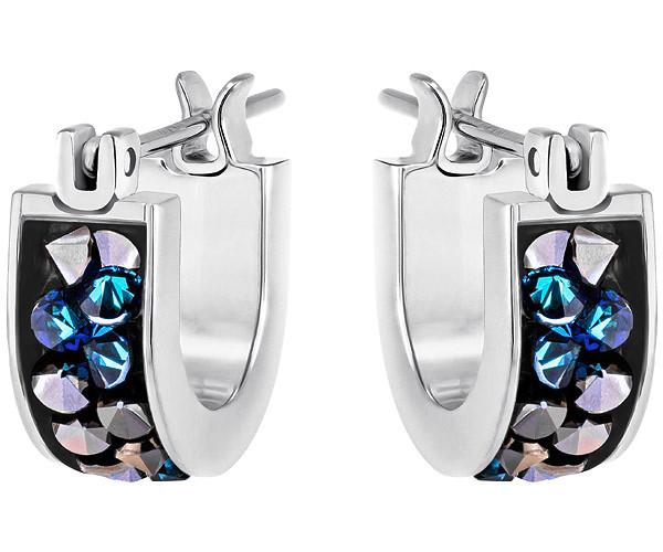 Swarovski Swarovski Crystaldust Hoop Pierced Earrings, Small, Multi-colored Blue Stainless Steel