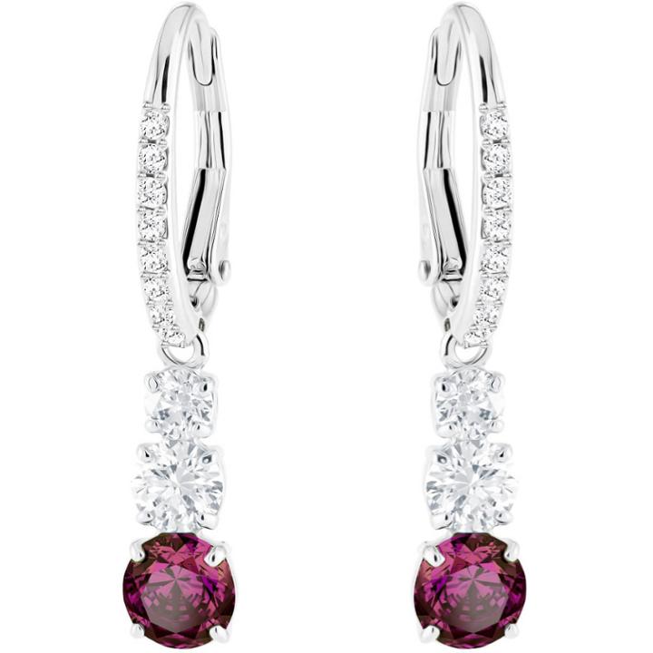 Swarovski Attract Trilogy Round Pierced Earrings, Red, Rhodium Plating