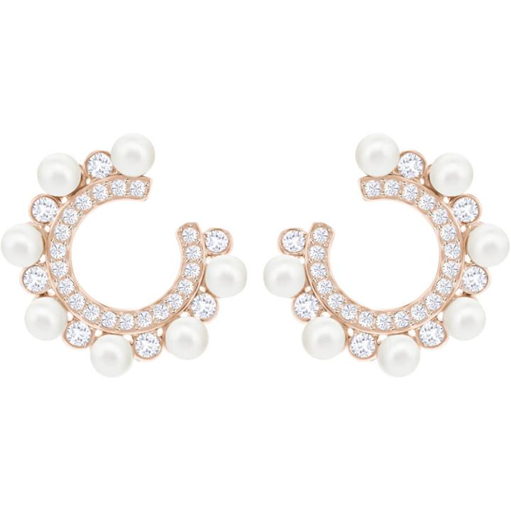 Swarovski Major Pierced Earrings, White, Rose Gold Plating