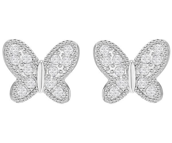 Swarovski Swarovski Field Butterfly Pierced Earrings, White, Rhodium Plating White Rhodium-plated