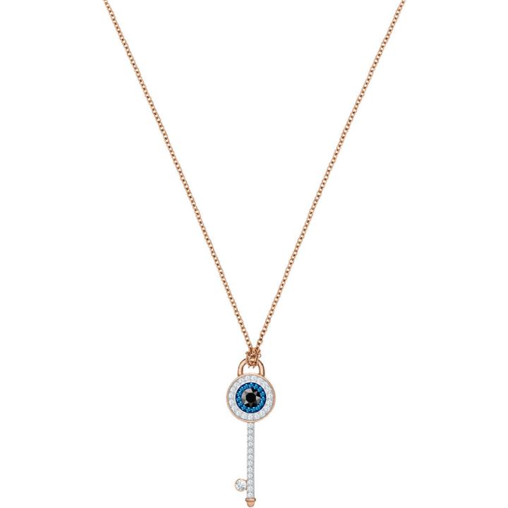 Swarovski Duo Evil Eye Pendant, Multi-colored, Rose Gold Plating